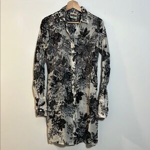 Cake Couture Floral Button-Up Long Sleeve Shirt Dress